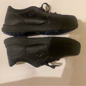 Fellas black steel toe work shoes US Mens 6 womens 8